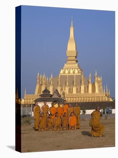 Great Stupa, Monks, Vientiane, Laos-Steve Vidler-Stretched Canvas