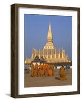 Great Stupa, Monks, Vientiane, Laos-Steve Vidler-Framed Photographic Print