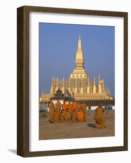 Great Stupa, Monks, Vientiane, Laos-Steve Vidler-Framed Photographic Print