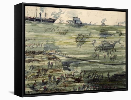 Great Submarine Battle, Late 19th Century-Albert Robida-Framed Stretched Canvas