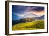 Great View of the Foggy Peak Cresta Di Enghe in Sappada. Dolomites Pesarine, South Tyrol. Location-Leonid Tit-Framed Photographic Print