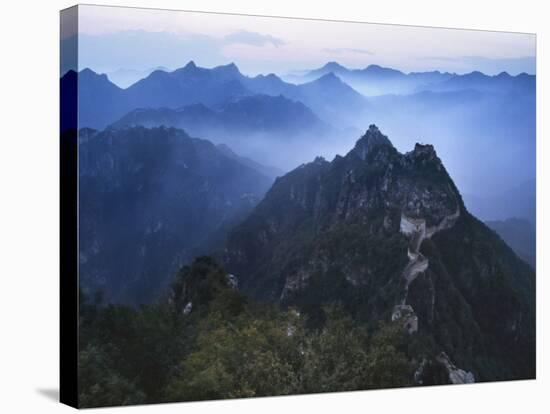 Great Wall in Early Morning Mist, China-Keren Su-Stretched Canvas