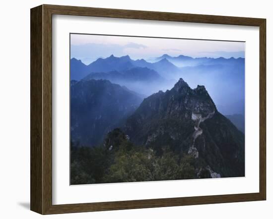 Great Wall in Early Morning Mist, China-Keren Su-Framed Premium Photographic Print