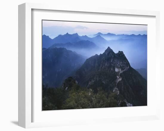 Great Wall in Early Morning Mist, China-Keren Su-Framed Premium Photographic Print