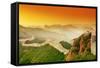 Great Wall of China at Sunrise.-Liang Zhang-Framed Stretched Canvas