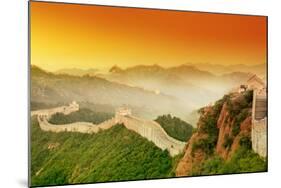 Great Wall of China at Sunrise.-Liang Zhang-Mounted Photographic Print