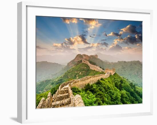 Great Wall of China at the Jinshanling Section-Sean Pavone-Framed Photographic Print