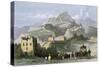 Great Wall of China. Colour Engraving.-null-Stretched Canvas