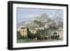 Great Wall of China. Colour Engraving.-null-Framed Giclee Print