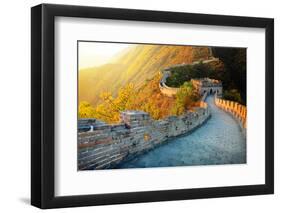 Great Wall of China in Autumn-Liang Zhang-Framed Photographic Print