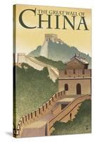 Great Wall of China - Lithograph Style-Lantern Press-Stretched Canvas