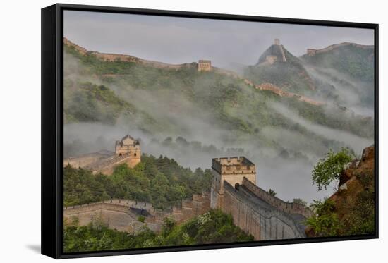 Great Wall of China on a Foggy Morning. Jinshanling, China-Darrell Gulin-Framed Stretched Canvas