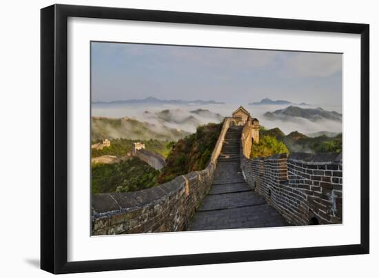 Great Wall of China on a Foggy Morning. Jinshanling, China-Darrell Gulin-Framed Photographic Print