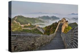 Great Wall of China on a Foggy Morning. Jinshanling, China-Darrell Gulin-Stretched Canvas