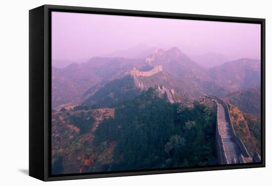 Great Wall of China, UNESCO World Heritage Site, in Mist, Near Beijing, China, Asia-Nancy Brown-Framed Stretched Canvas