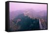Great Wall of China, UNESCO World Heritage Site, in Mist, Near Beijing, China, Asia-Nancy Brown-Framed Stretched Canvas