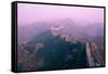 Great Wall of China, UNESCO World Heritage Site, in Mist, Near Beijing, China, Asia-Nancy Brown-Framed Stretched Canvas