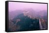 Great Wall of China, UNESCO World Heritage Site, in Mist, Near Beijing, China, Asia-Nancy Brown-Framed Stretched Canvas