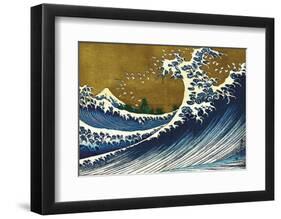 Great Wave (from 100 views of Mt. Fuji)-Katsushika Hokusai-Framed Art Print