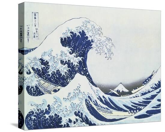 Great Wave Of Kanagawa - Flow-Katsushika Hokusai-Stretched Canvas
