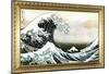 Great Wave off Kanagawa Hokusai Poster with Gilded Faux Frame Border-null-Mounted Poster