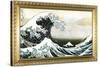 Great Wave off Kanagawa Hokusai Poster with Gilded Faux Frame Border-null-Stretched Canvas