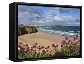 Great Western Beach, Newquay, Cornwall, England-Stuart Black-Framed Stretched Canvas