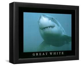 Great White Shark Art Photo-null-Framed Mini Poster