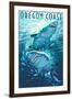 Great White Shark - Oregon Coast-Lantern Press-Framed Art Print