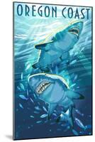 Great White Shark - Oregon Coast-Lantern Press-Mounted Art Print