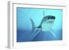 Great White Shark Swimming Underwater-null-Framed Art Print