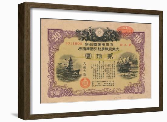 Greater East Asia War Bond, 20 Yen, 1944-null-Framed Giclee Print