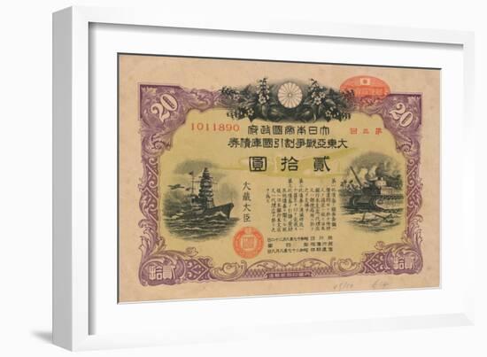 Greater East Asia War Bond, 20 Yen, 1944-null-Framed Giclee Print