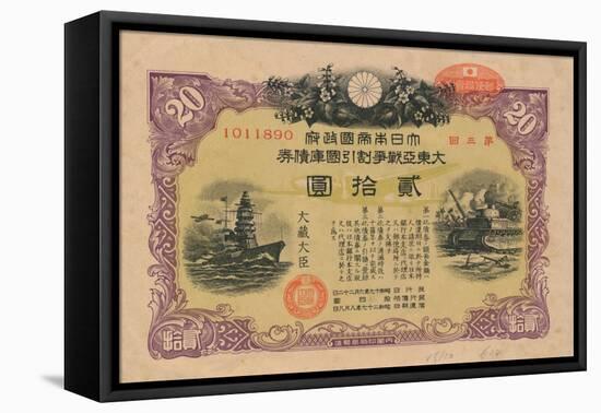 Greater East Asia War Bond, 20 Yen, 1944-null-Framed Stretched Canvas