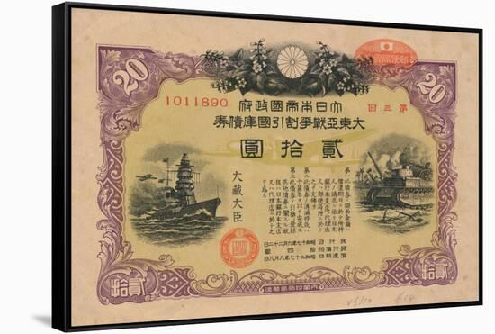 Greater East Asia War Bond, 20 Yen, 1944-null-Framed Stretched Canvas