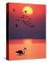 Greater Flamingos at Sunset-null-Stretched Canvas