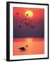 Greater Flamingos at Sunset-null-Framed Photographic Print