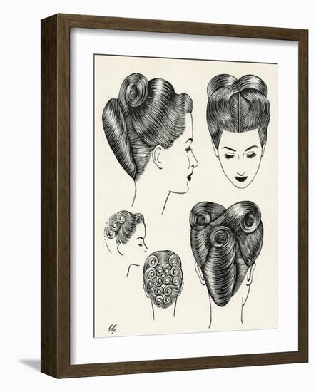 Grecian Contour Hairstyle Diagrams-null-Framed Art Print
