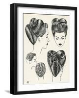 Grecian Contour Hairstyle Diagrams-null-Framed Art Print