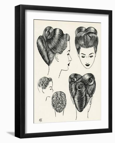 Grecian Contour Hairstyle Diagrams-null-Framed Art Print