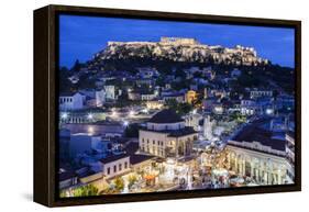 Greece, Athens of Monastiraki Square and Acropolis-Walter Bibikow-Framed Stretched Canvas