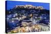 Greece, Athens of Monastiraki Square and Acropolis-Walter Bibikow-Stretched Canvas