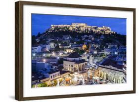 Greece, Athens of Monastiraki Square and Acropolis-Walter Bibikow-Framed Photographic Print