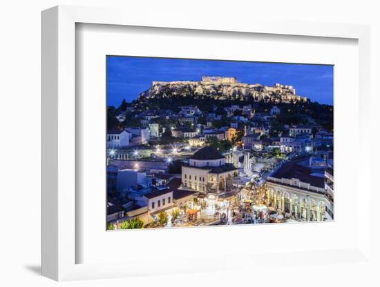 Greece, Athens of Monastiraki Square and Acropolis-Walter Bibikow-Framed Photographic Print