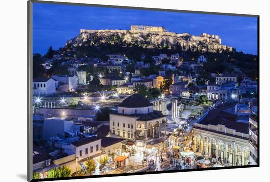 Greece, Athens of Monastiraki Square and Acropolis-Walter Bibikow-Mounted Photographic Print