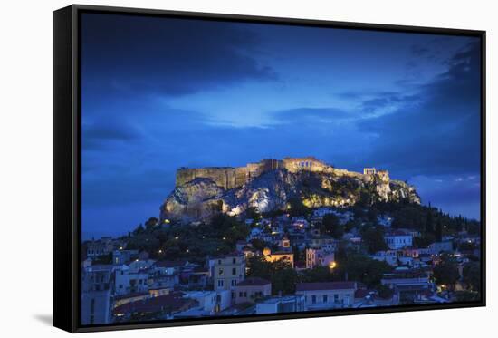 Greece, Attica, Athens, View of Plaka and the Acropolis-Jane Sweeney-Framed Stretched Canvas