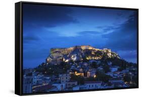 Greece, Attica, Athens, View of Plaka and the Acropolis-Jane Sweeney-Framed Stretched Canvas