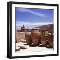Greece: Carved Stone Pots on Archaeological Site, Knossos, Aegean Island of Crete-null-Framed Photographic Print