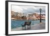Greece, Crete, Chania, Venetian Harbour, Waterside Promenade, Bench-Catharina Lux-Framed Photographic Print