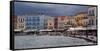 Greece, Crete, Chania, Venetian Harbour, Waterside Promenade-Catharina Lux-Framed Stretched Canvas